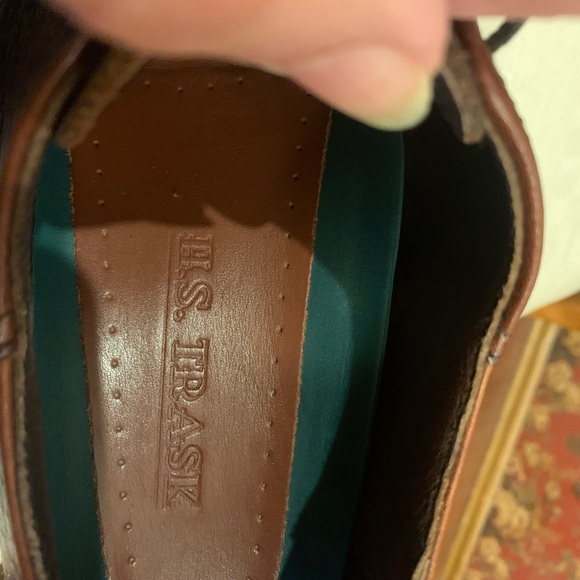 HS Trask Bozeman Montana Bronc brown leather emboss saddle oxfords shoes Sz 10.5 - Picture 9 of 10